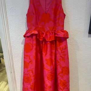 Kate Spade Red A-Line Midi Dress V-Neck Sleeveless